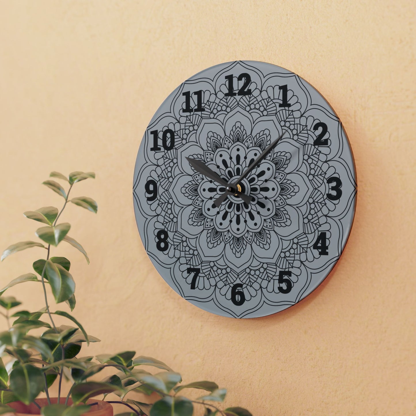 Elegant Mandala Acrylic Wall Clock, Home Decor