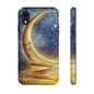 Moonlit Smile Phone Case — Starry Night Crescent Moon iPhone Cover