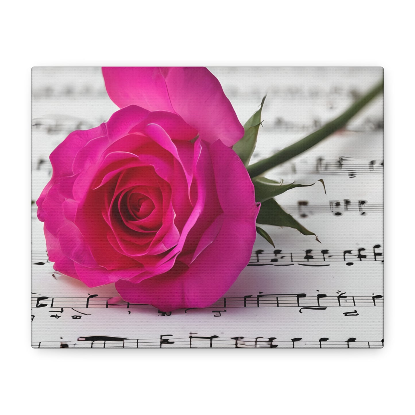 Stretched Canvas Art Print, Classic Rose on Sheet Music, Floral Wall Decor, Home Decoration, Gift for Music Lovers