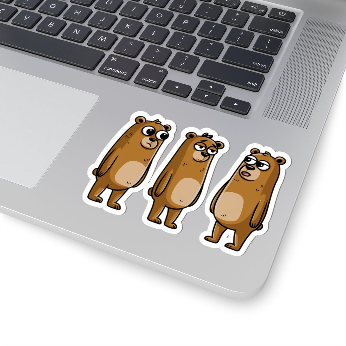 Funny Bear Kiss-Cut Stickers, Cartoon Animal Decor, Laptop Stickers, Cute Gifts for Animal Lovers, Playful Wall Art