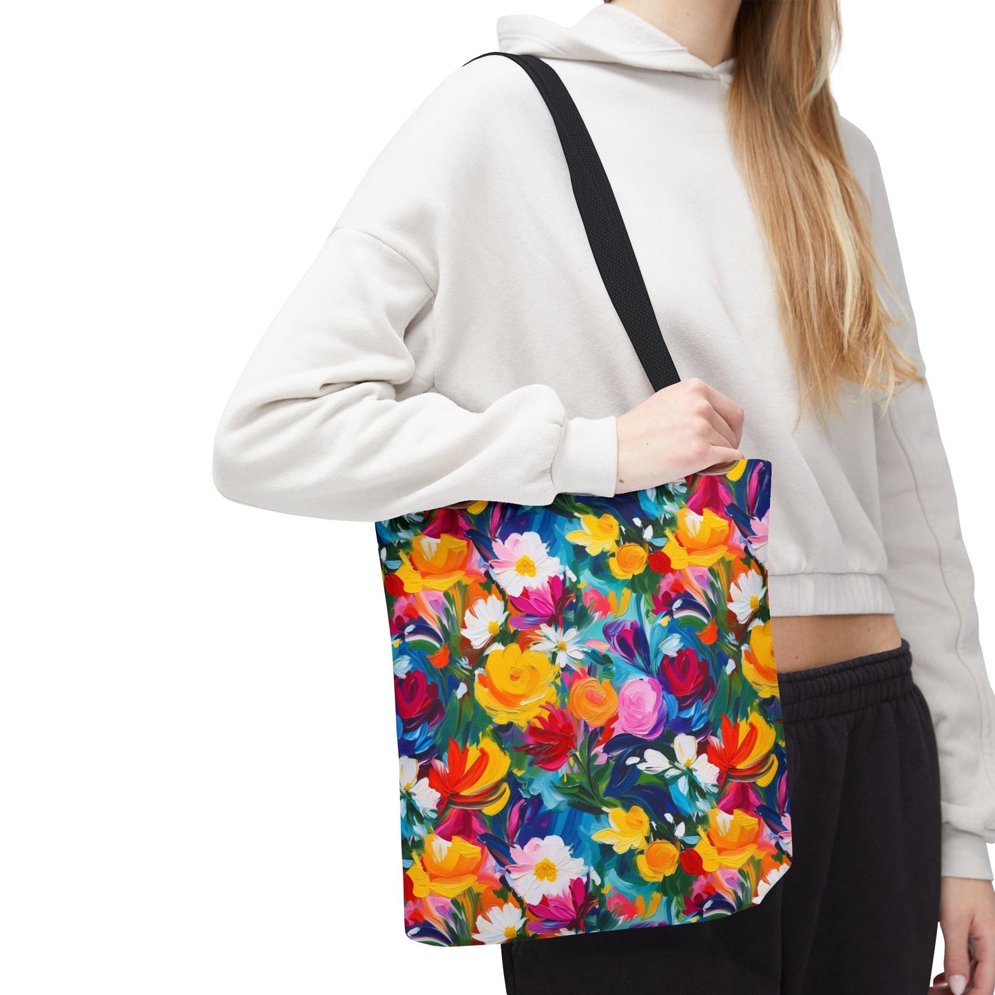 Colorful Floral Tote Bag — Vibrant All-Over Print Shopper