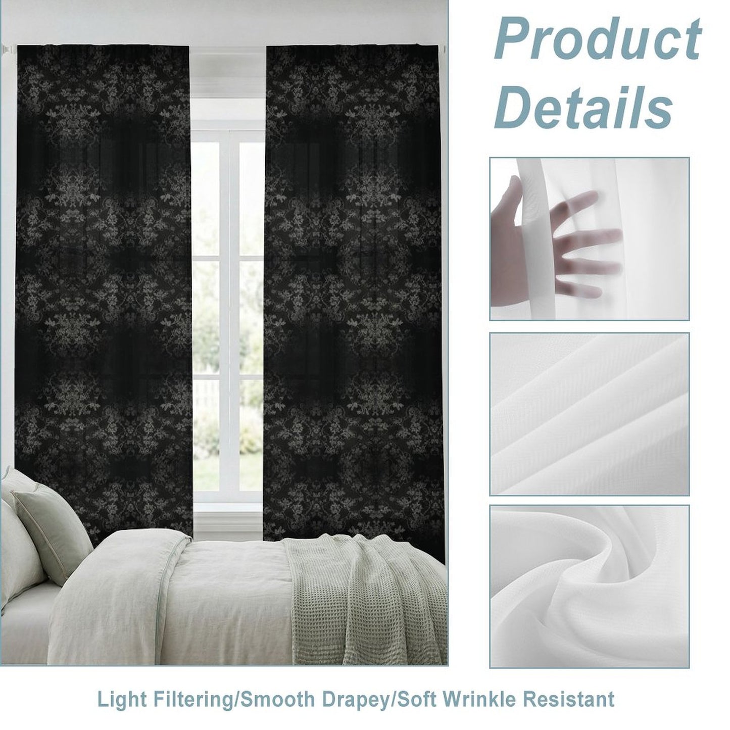 Sheer Curtain Black