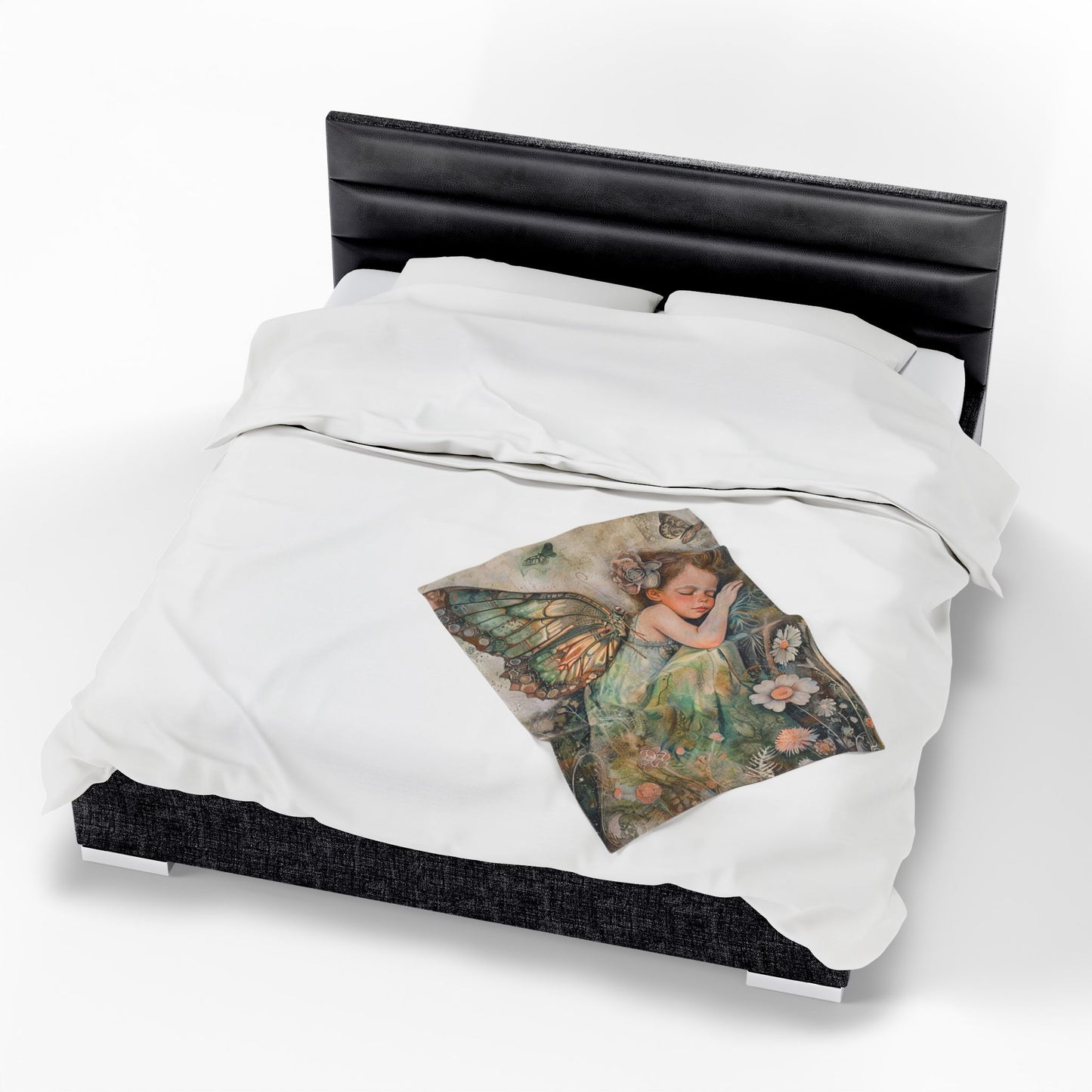 Fairy Dream Velveteen Plush Blanket — Sleeping Fairy Art Throw for Kids & Nursery