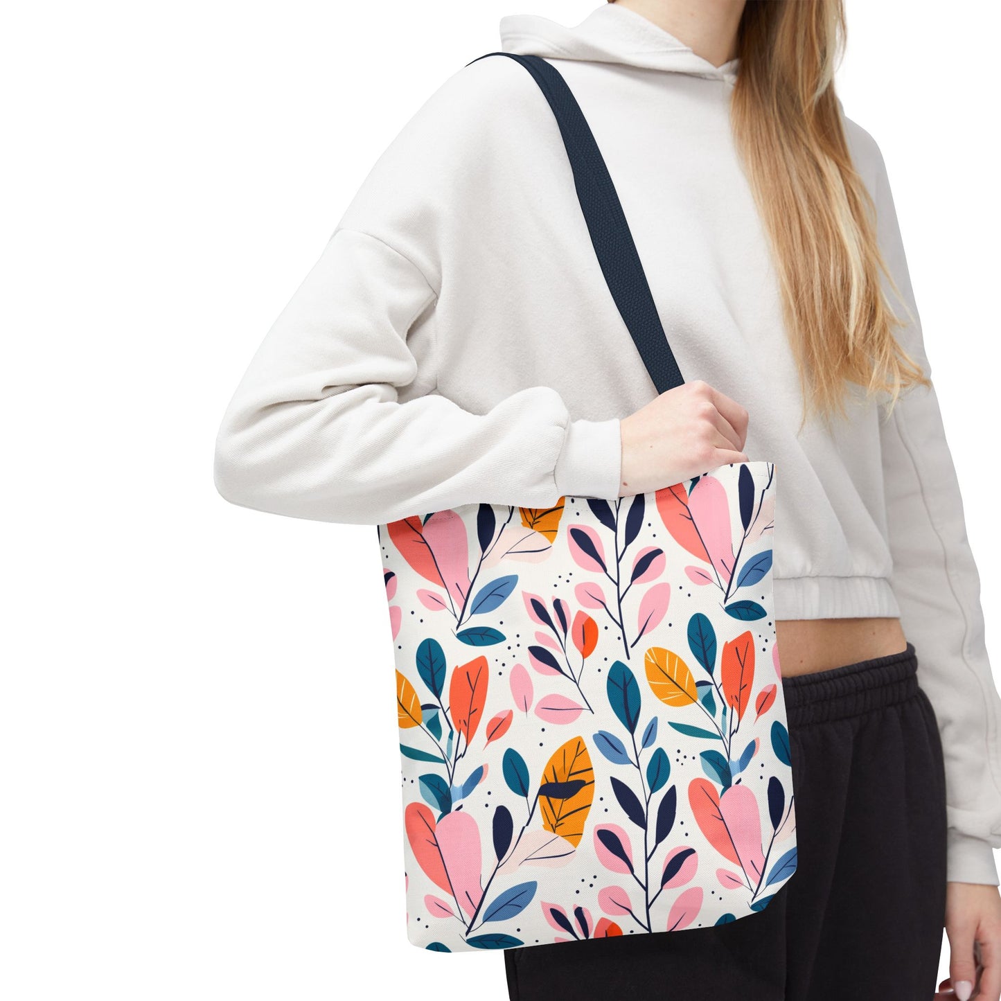 Floral Leaves Tote Bag — Colorful Botanical All-Over Print Bag