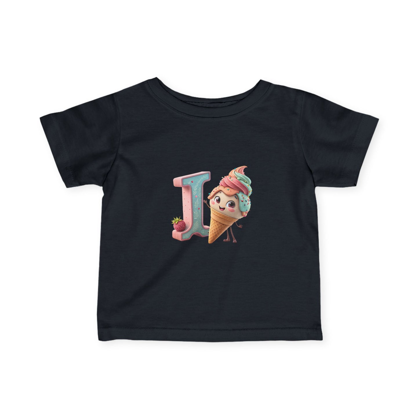 Ice Cream Letter J Infant Tee, Cute Baby Shirt, Kids Birthday Gift, Summer Outfit, Personalized Toddler Gift