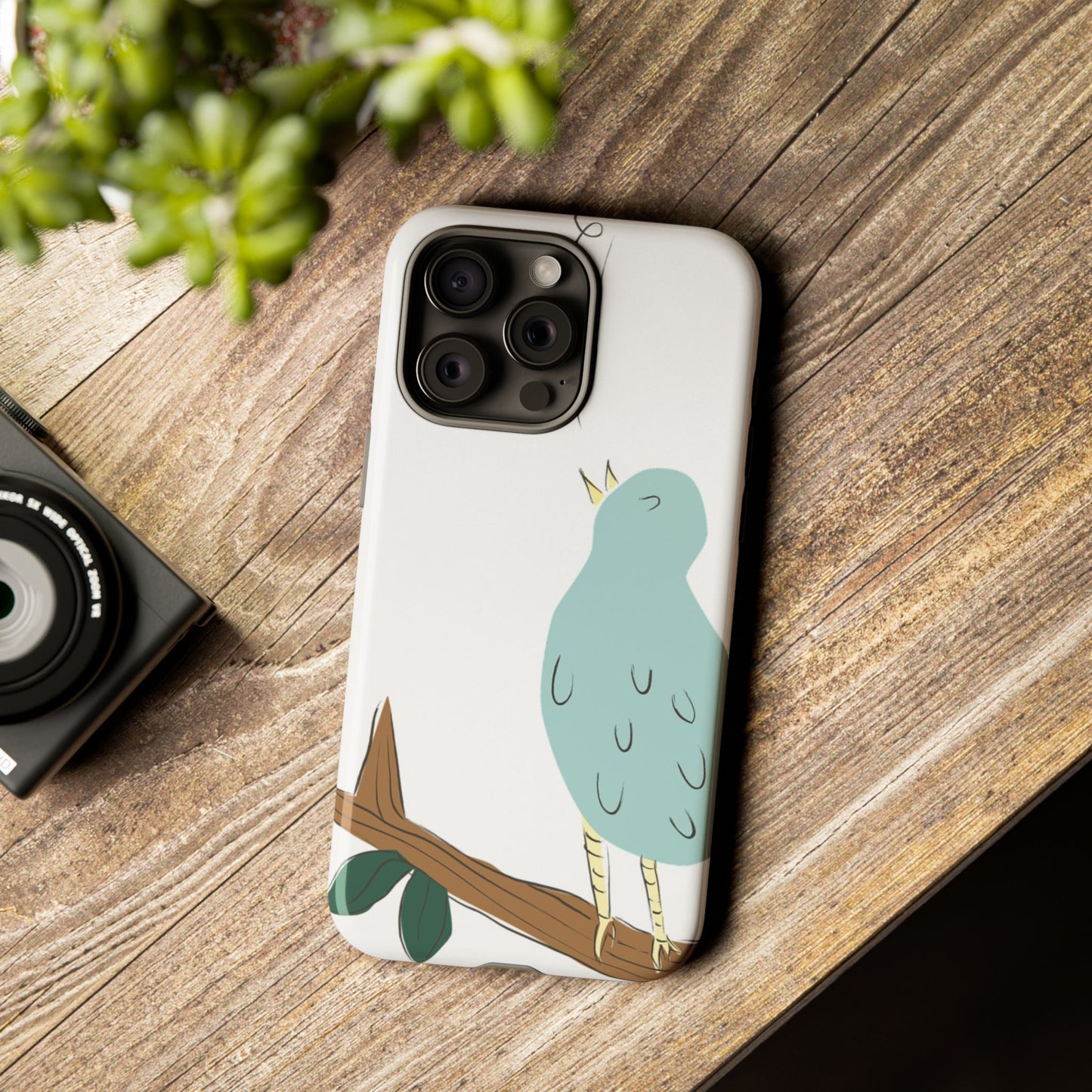 Birdsong Phone Case — Cute Blue Bird on Branch Protective Case