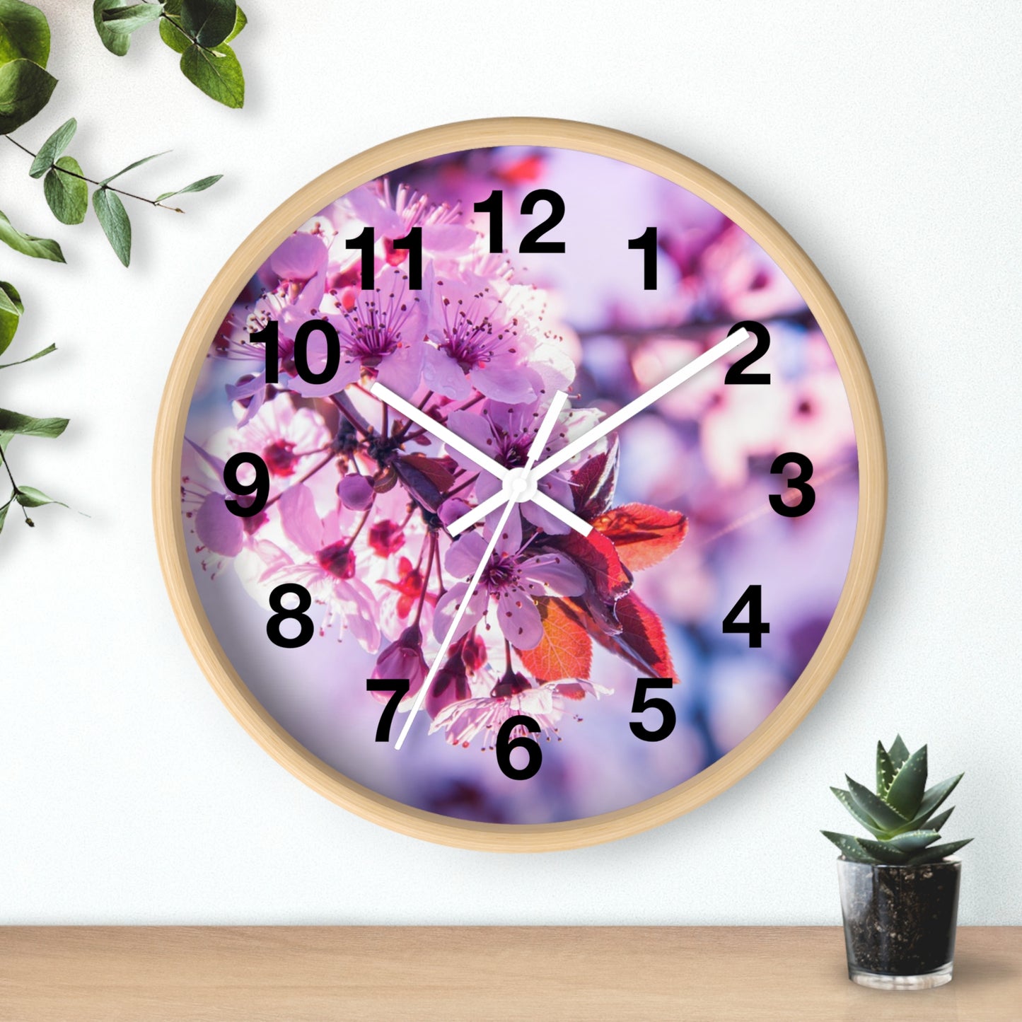 Floral Wall Clock, Elegant Timepiece, Home Decor, Gift for Her, Spring Decor, Nature Lovers, Birthday Gift