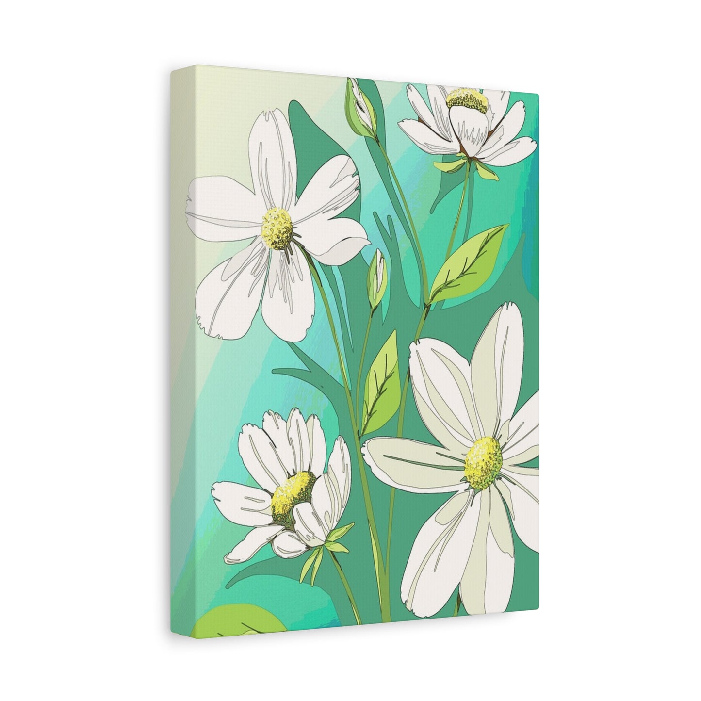 Matte Canvas, Stretched, 1.25" White Flowers