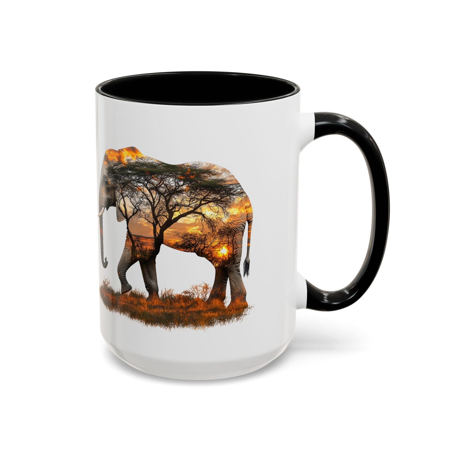 Elegant Elephant Accent Coffee Mug - Nature Lover Gift, Animal Lover Mug, Unique Home Decor, Wildlife Conservation, Travel Mug