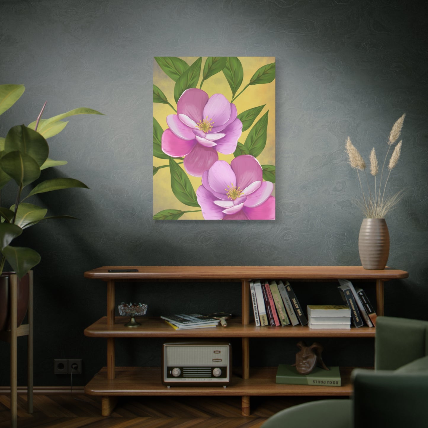 Matte Canvas, Stretched, 1.25" Tulips Pink and Purple Flowers