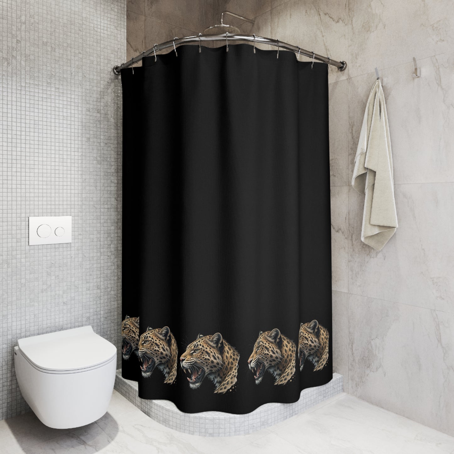 Fierce Leopard Print Shower Curtain | Bold Bathroom Decor, Wildlife Theme, Jungle Vibes, Gift for Animal Lovers, Unique Home Accent