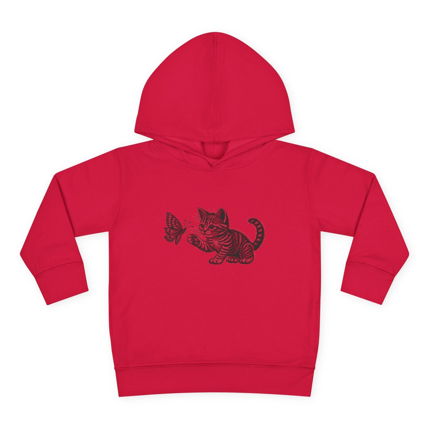 Cute Cat and Butterfly Toddler Hoodie, Toddler Pullover, Kids Fleece Hoodie, Animal Lover Gift, Playtime Pullover