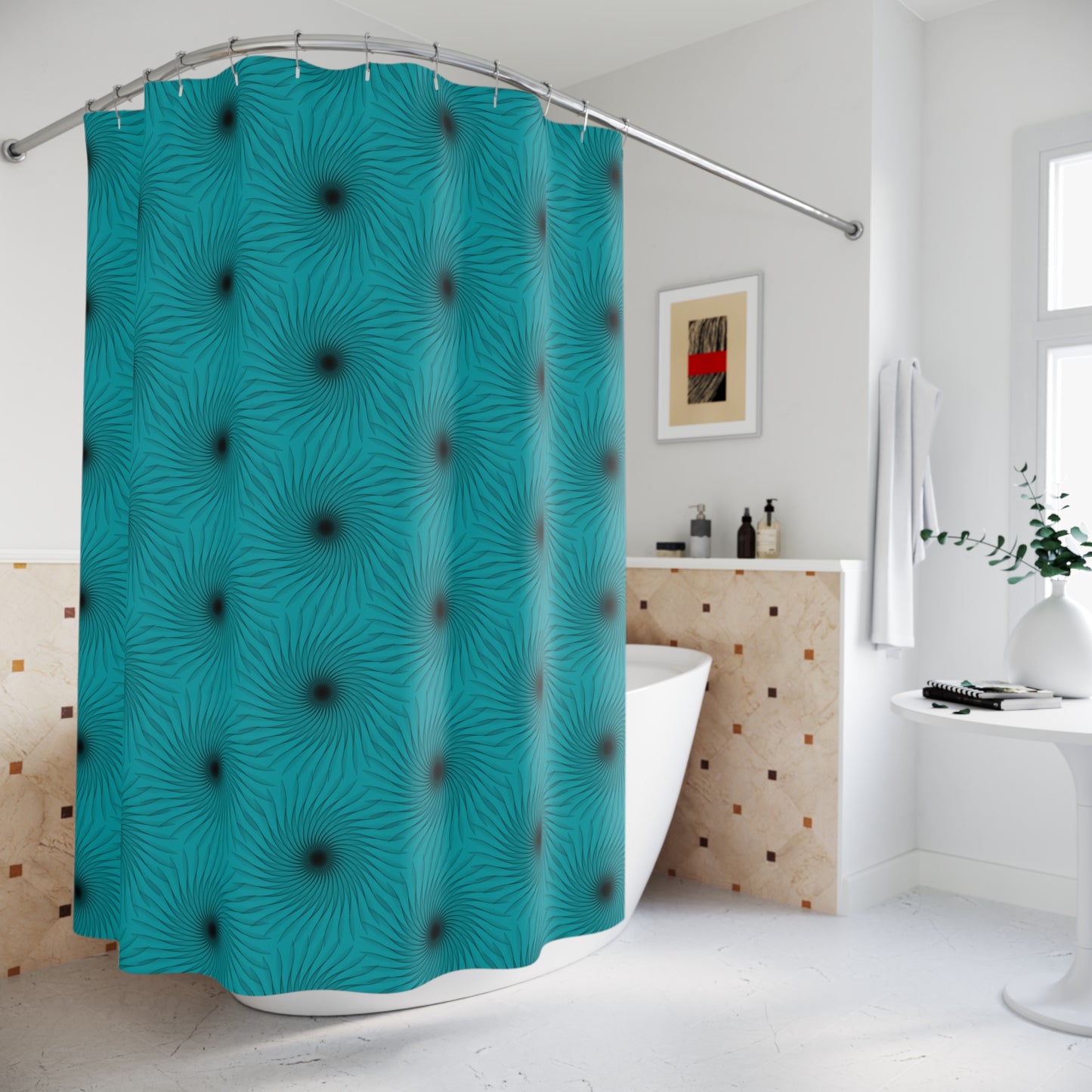Vibrant Swirl Shower Curtain - Boho Bathroom Decor, Beach House Essentials, Modern Home Accent, Gift for Her, Vibrant Bathroom Design
