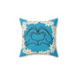 Heart Hands Floral Throw Pillow