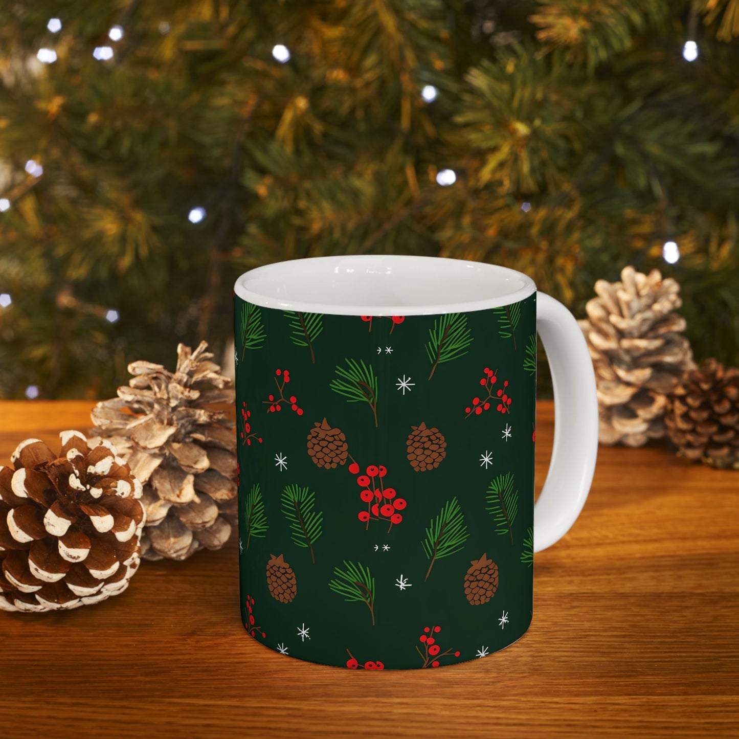 Festive Holiday Ceramic Mug, Christmas Coffee Cup, Winter Decor, Cozy Drinkware, Seasonal Gift, Holiday Celebration