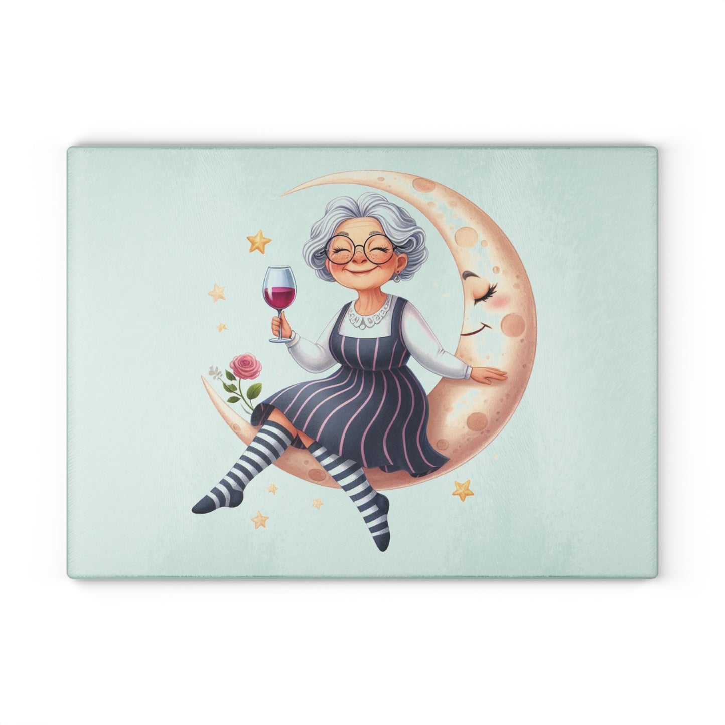 Whimsical Grandma Glass Cutting Board - Perfect Gift for Cooking Enthusiasts, Home Decor, Grandmother, Housewarming, Kitchen Accessory