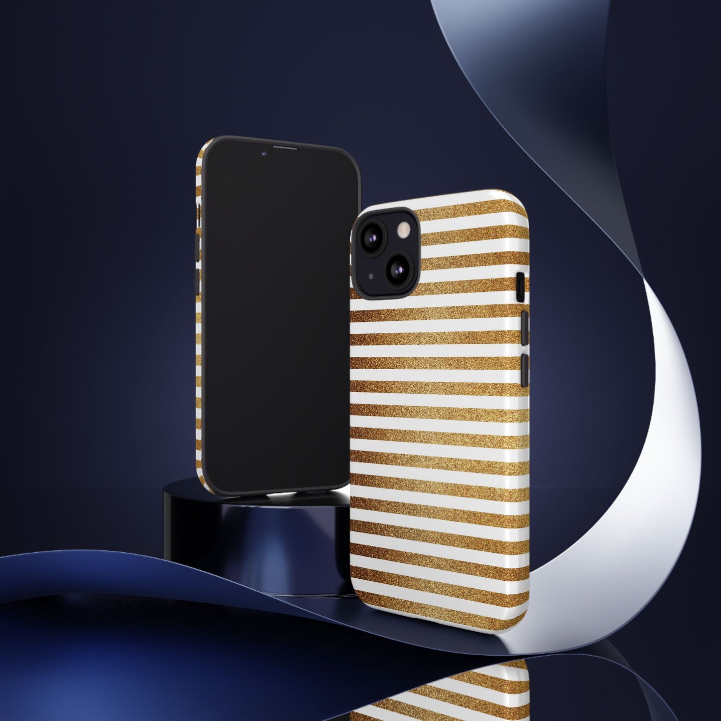 Glamorous Gold Striped Phone Case | Tough Cases, Stylish Phone Cover, Chic Accessories, Gift for Her, Fashionable Tech