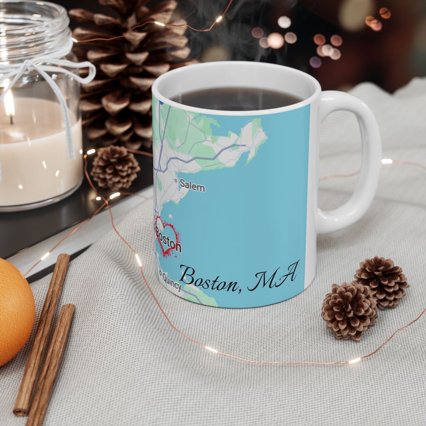 Boston Map-Printed Ceramic Mug - Custom Location Gift, Coffee Lover's Travel Mug, Personalized Home Decor, Geography Gift