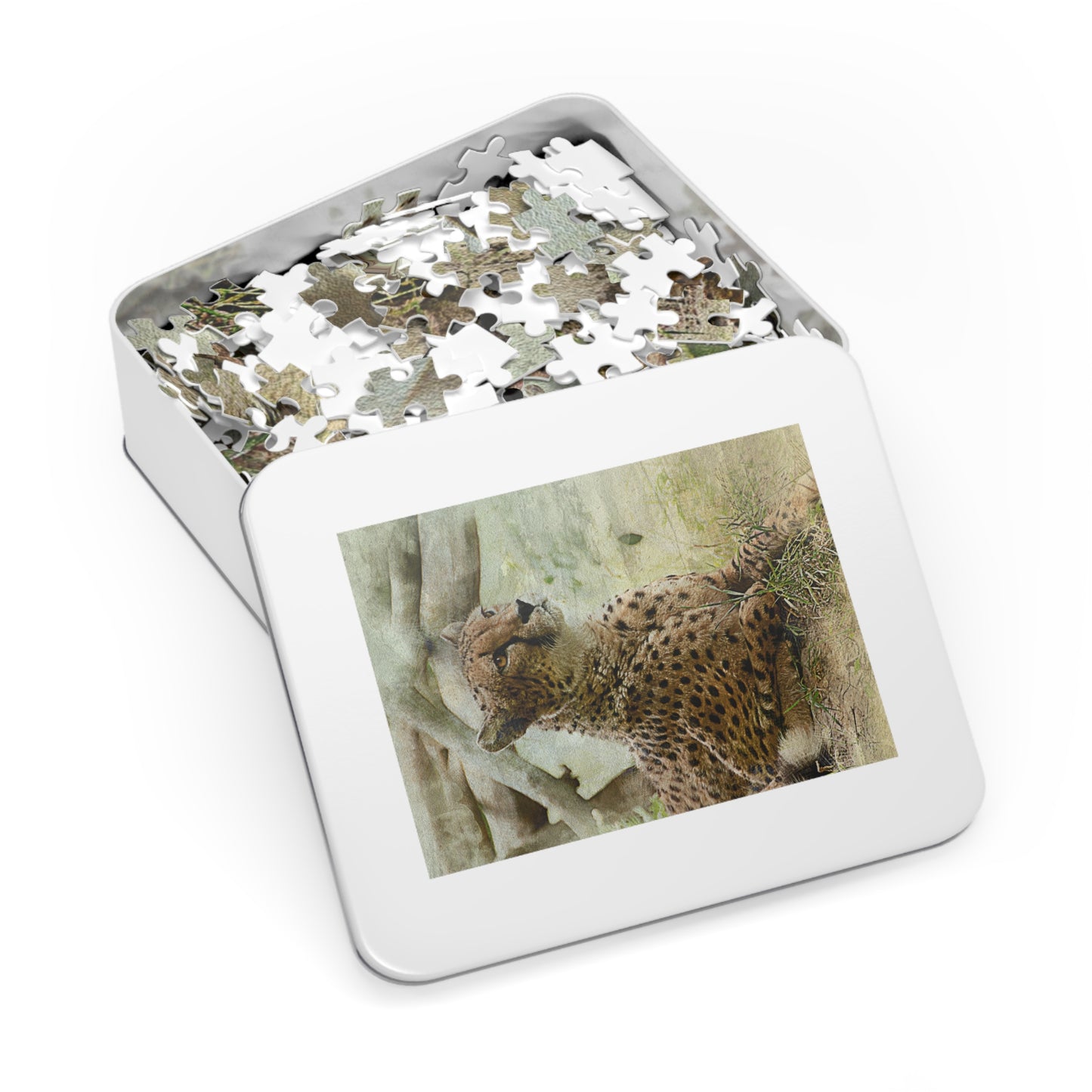 Wildlife Jigsaw Puzzle with Tin, Cheetah Puzzle Game, Family Fun Activity, Perfect Gift for Nature Lovers, Home Decor Puzzle