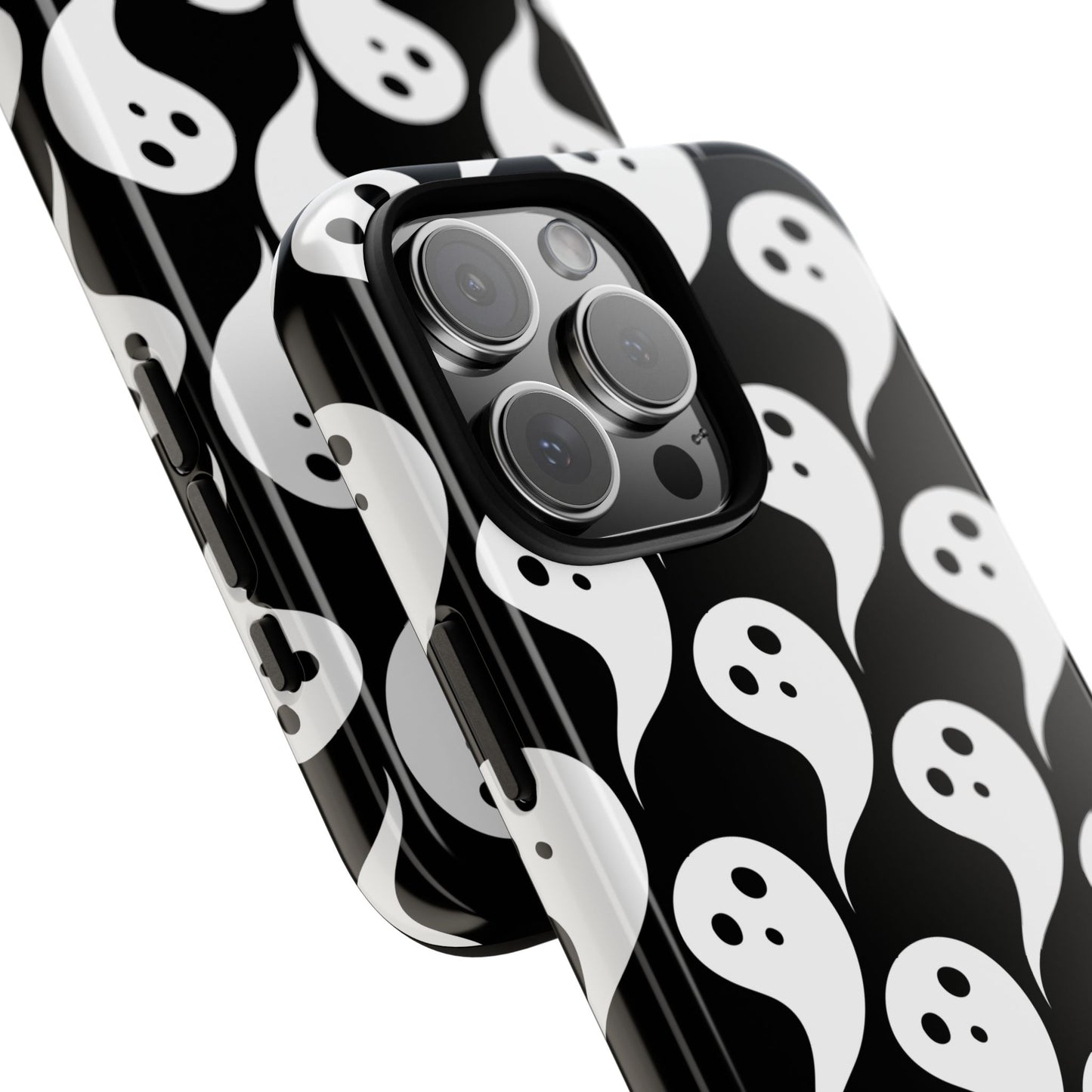 Ghost Pattern Phone Case, Cute Ghost Cell Phone Cover, Halloween Accessory, Spooky Gift, Black and White Phone Case