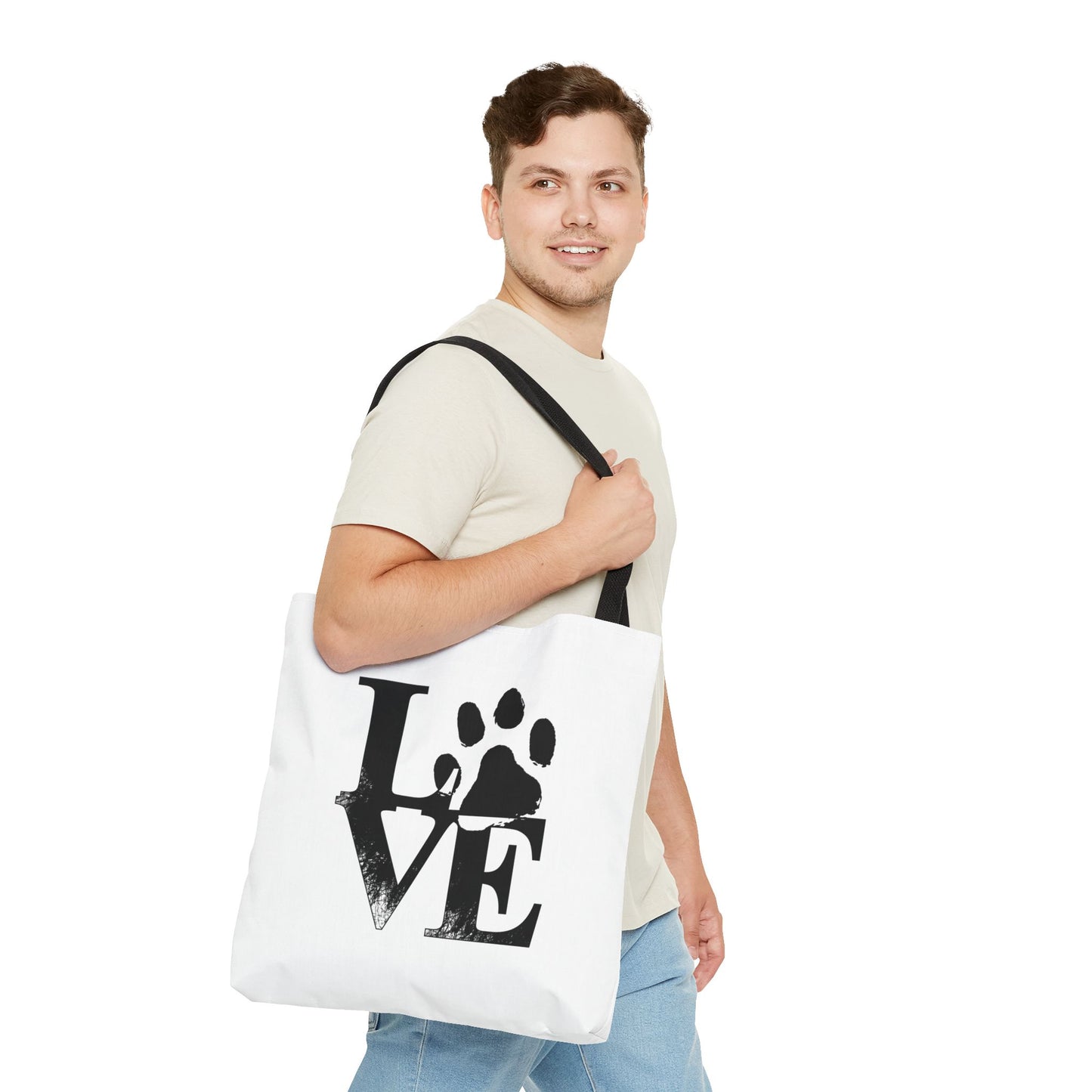 Love Paw Print Tote Bag, Pet Lover's Gift, Eco-Friendly Shopping Bag, Animal Rescue Fundraiser, Personalized Pet Tote