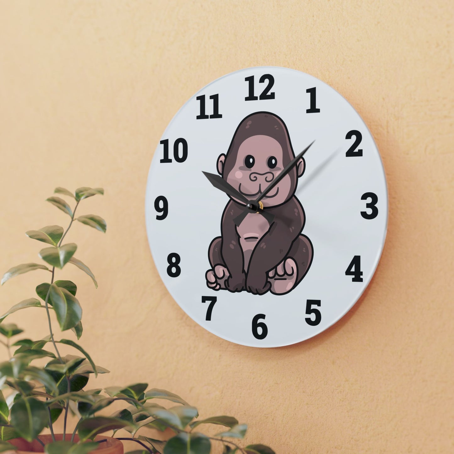 Cute Gorilla Acrylic Wall Clock - Fun Animal Decor