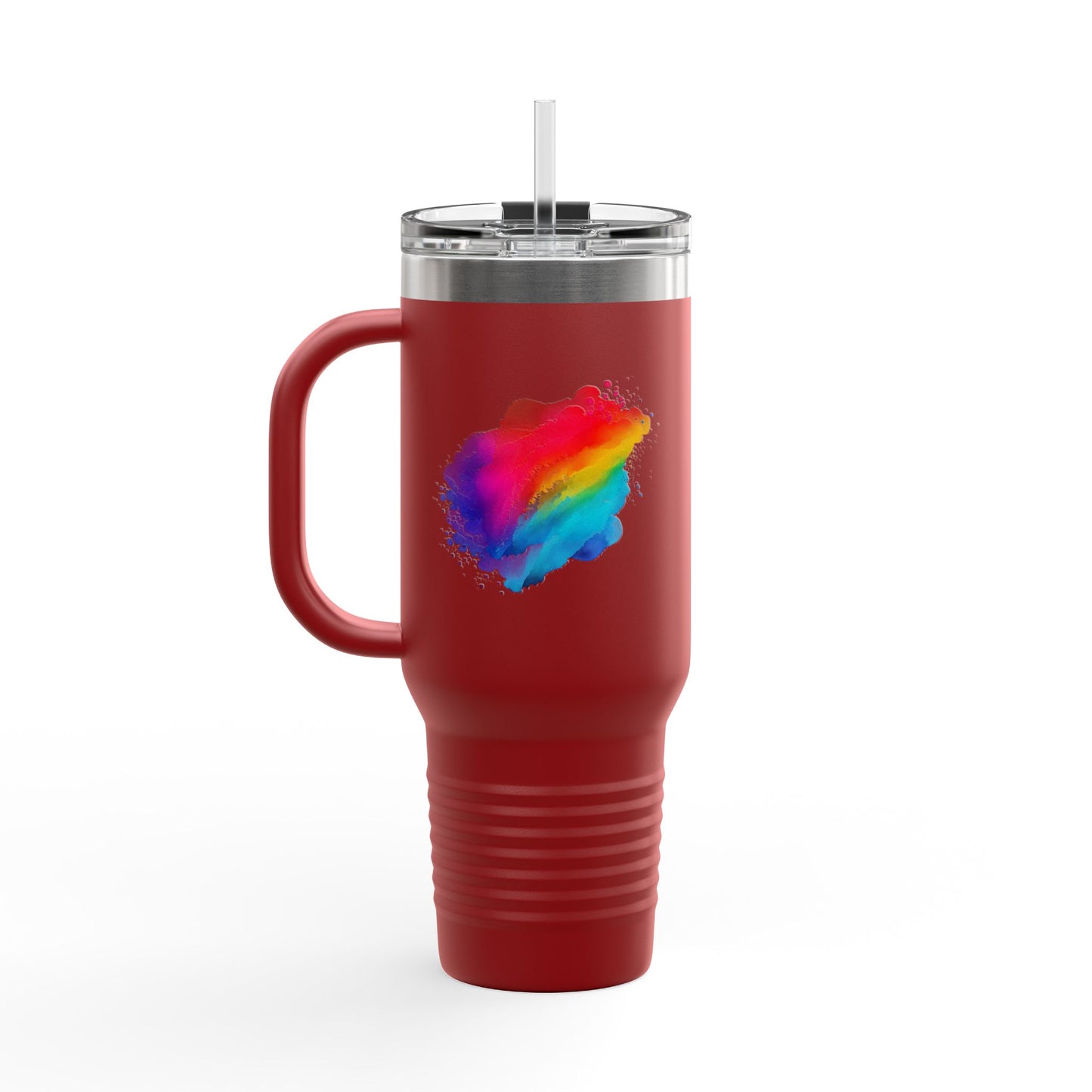 Vibrant Rainbow Insulated Travel Mug | 40oz Leakproof Drinkware for Road Trips, Gifts, Outdoor Adventures, Pride Events, Summer Outings