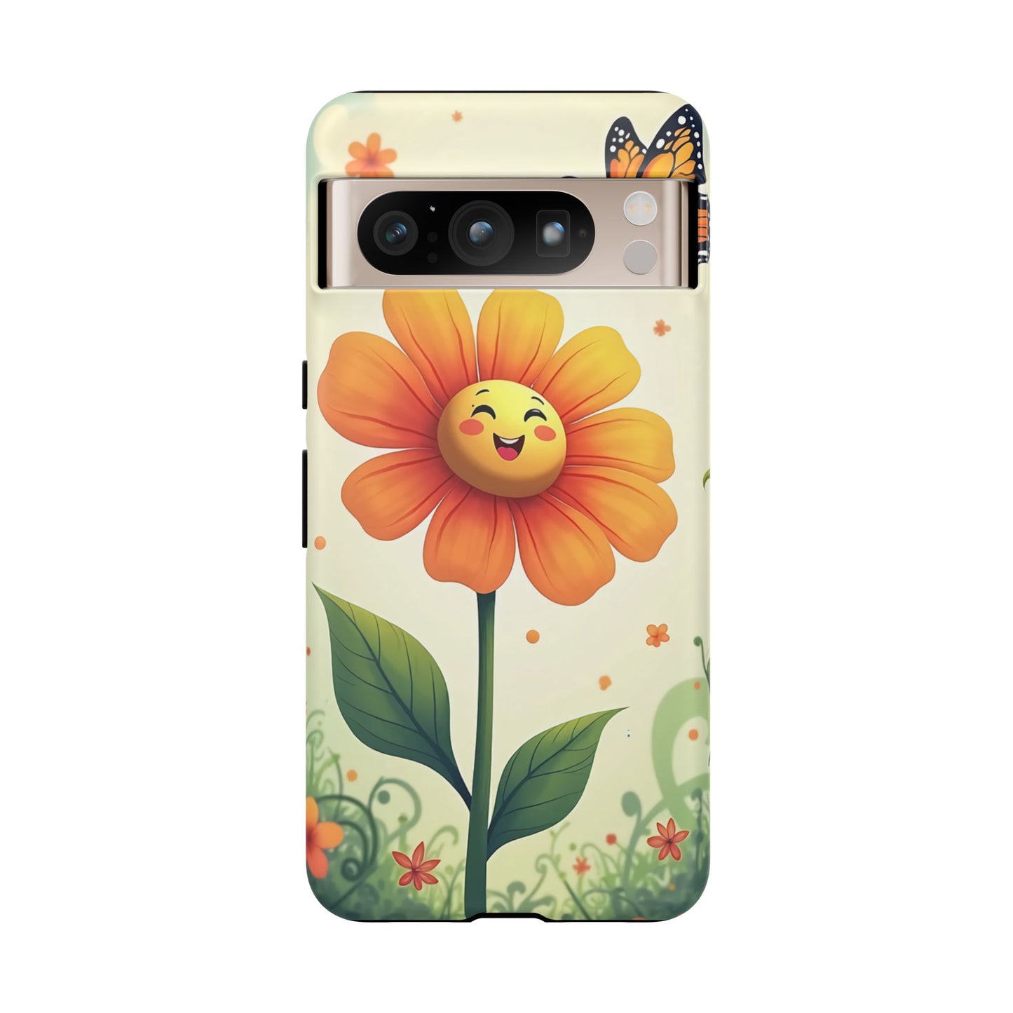 Floral Phone Case with Butterfly Design, Cute Flower Phone Cover for Nature Lovers, Eco-Friendly Gift, Spring Vibes, Birthday Present
