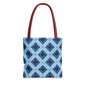 Blue Geometric Tote Bag — Repeating Diamond Pattern AOP