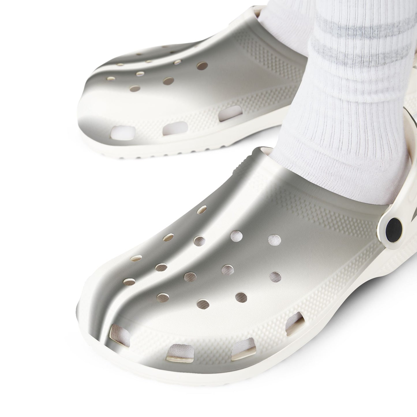 Metallic Silver EVA Clogs — Lightweight Foam Garden & Water Shoes