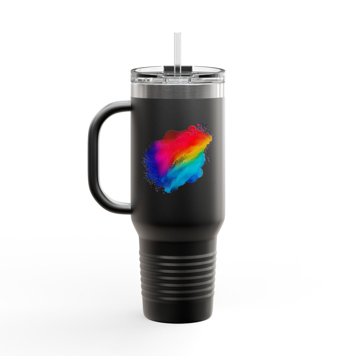 Vibrant Rainbow Insulated Travel Mug | 40oz Leakproof Drinkware for Road Trips, Gifts, Outdoor Adventures, Pride Events, Summer Outings