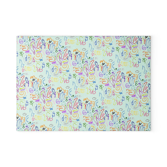 Colorful Abstract Glass Cutting Board | Kitchen Decor, Gifts for Cooks, Unique Housewarming Gift, Cooking Accessories, BBQ Essentials