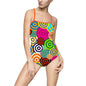 Colorful Geometric Women's One-Piece Swimsuit, Summer Beachwear, Pool Party Attire, Vacation Outfit, Swim Fashion