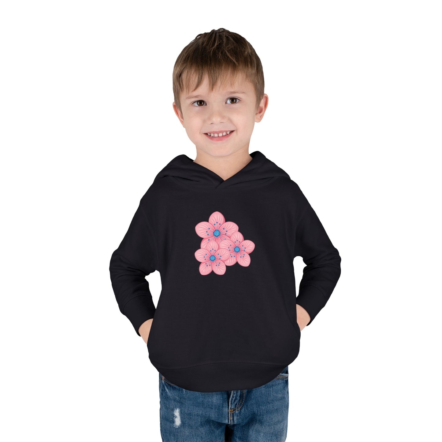 Adorable Toddler Pullover Fleece Hoodie with Pink Flower Design, Kids Sweatshirt, Toddler Clothing, Spring Outfit, Cute Gift for Kids