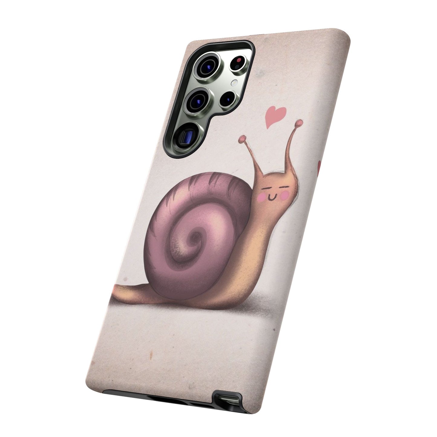 Cute Snail Phone Case — Pink Heart Cartoon Protective iPhone Cover
