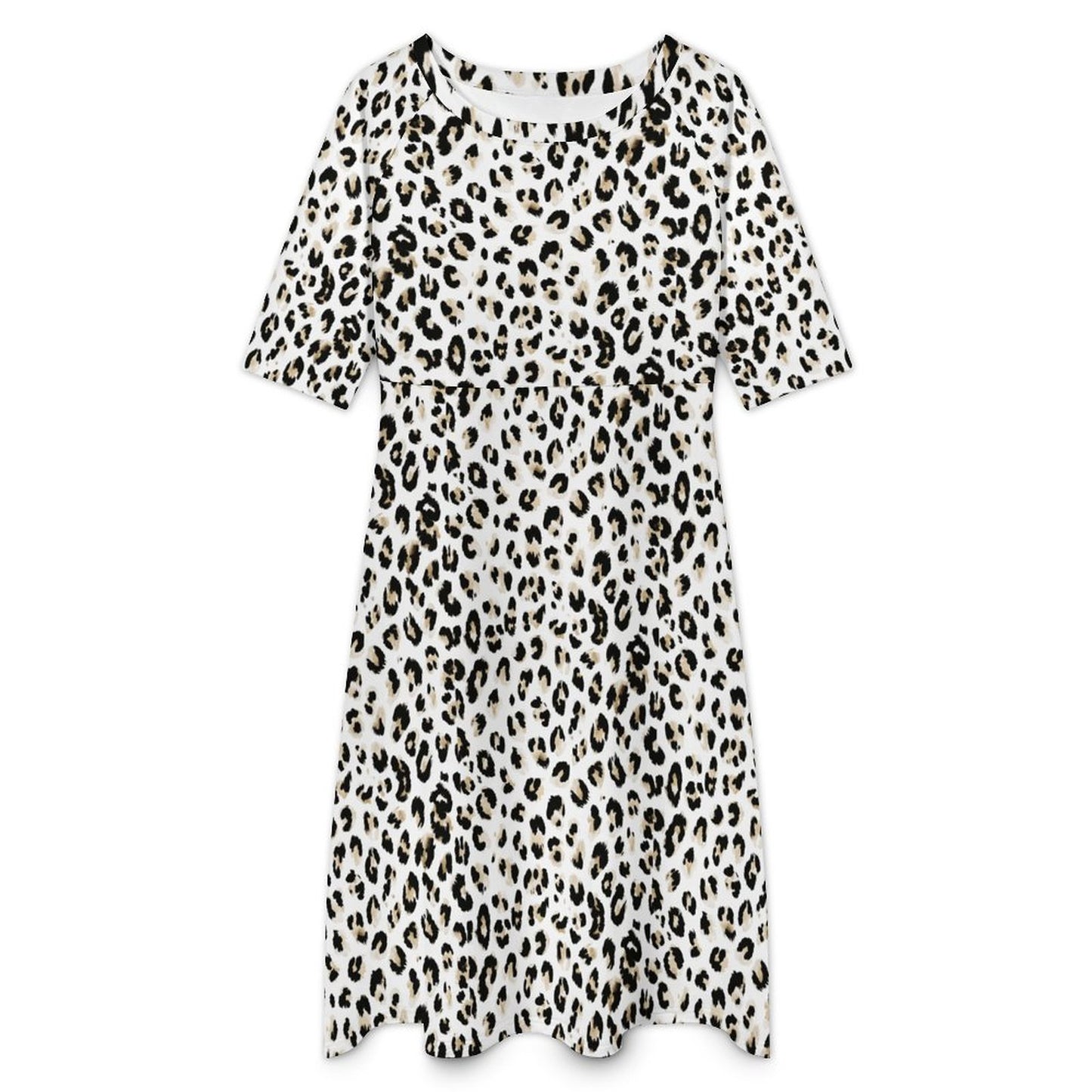 Round Neck 3/4 Sleeve Long Dress