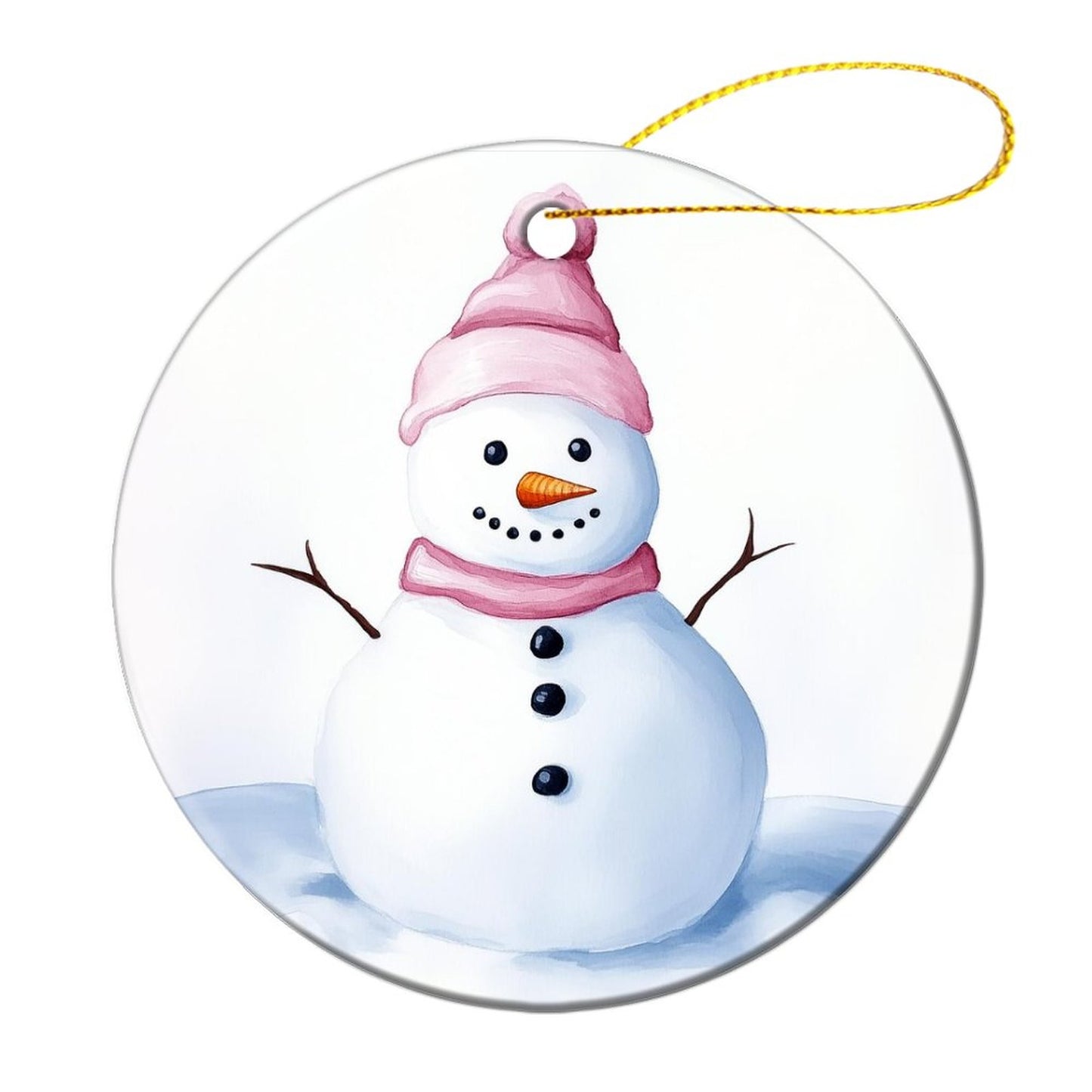 Round Christmas Ceramic Ornament (Glossy Surface)
