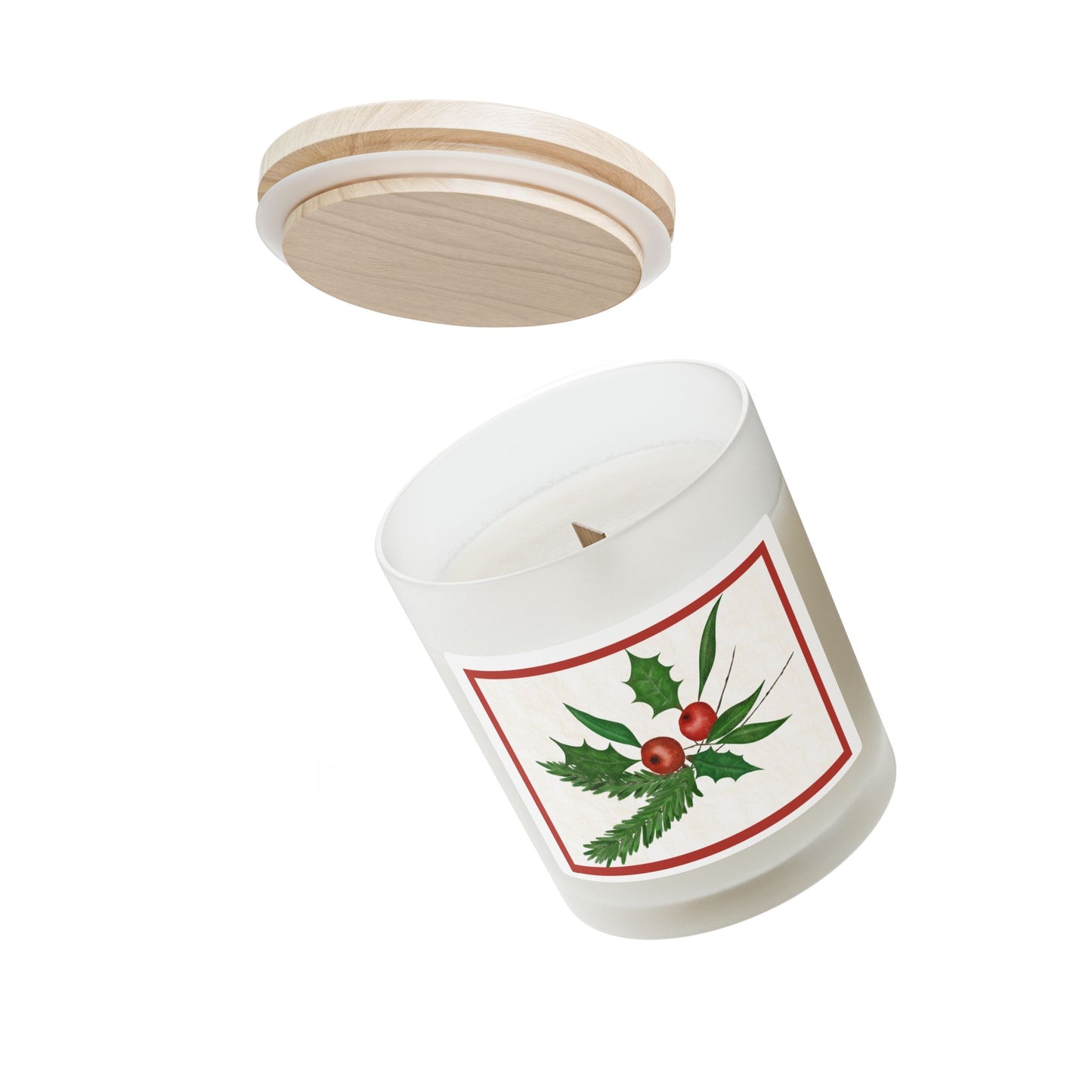 Holiday Botanical Candle - 11oz Frosted Glass, Christmas Decor, Eco-Friendly Gift, Aromatherapy Candle, Home Fragrance