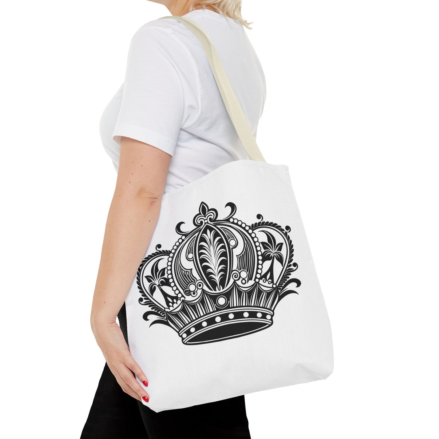 Crown Design Tote Bag, Royal Style Shopping Tote, Chic Grocery Bag, Gift for Her, Fashionable Accessories