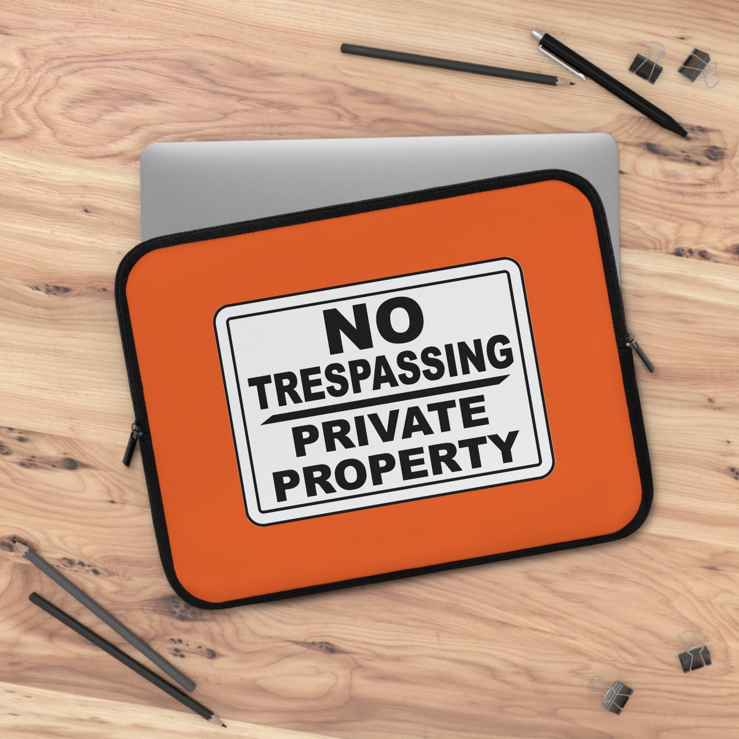 Bold Statement Laptop Sleeve - No Trespassing Design, Tech Accessory, Gift Idea, Modern Decor, Secure Storage