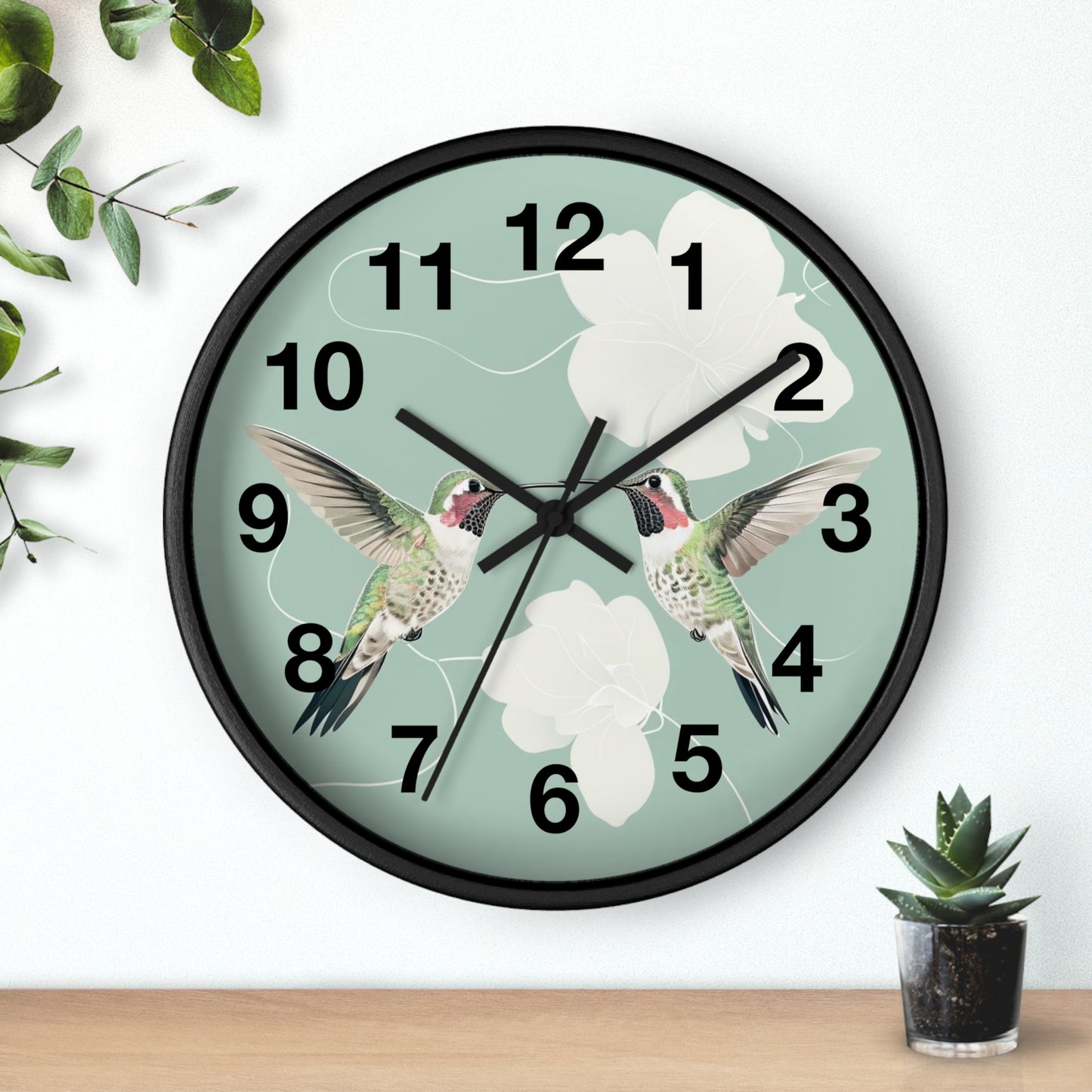 Hummingbird Floral Wall Clock | Mint Bird Clock