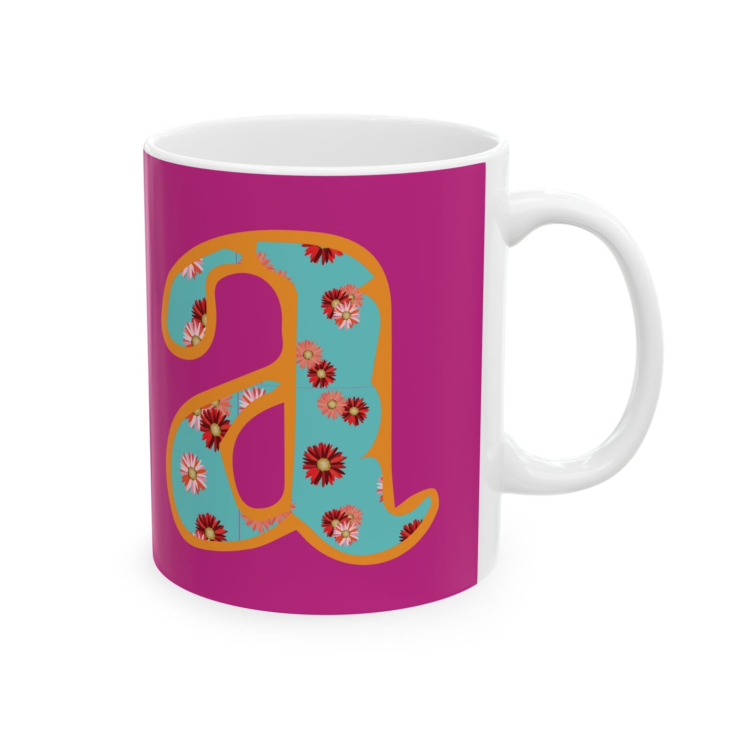 Floral Lettered Ceramic Mug - Vibrant Coffee Cup, Gift for Her, Kitchen Decor, Personalized Drinkware, Fun Floral Mug