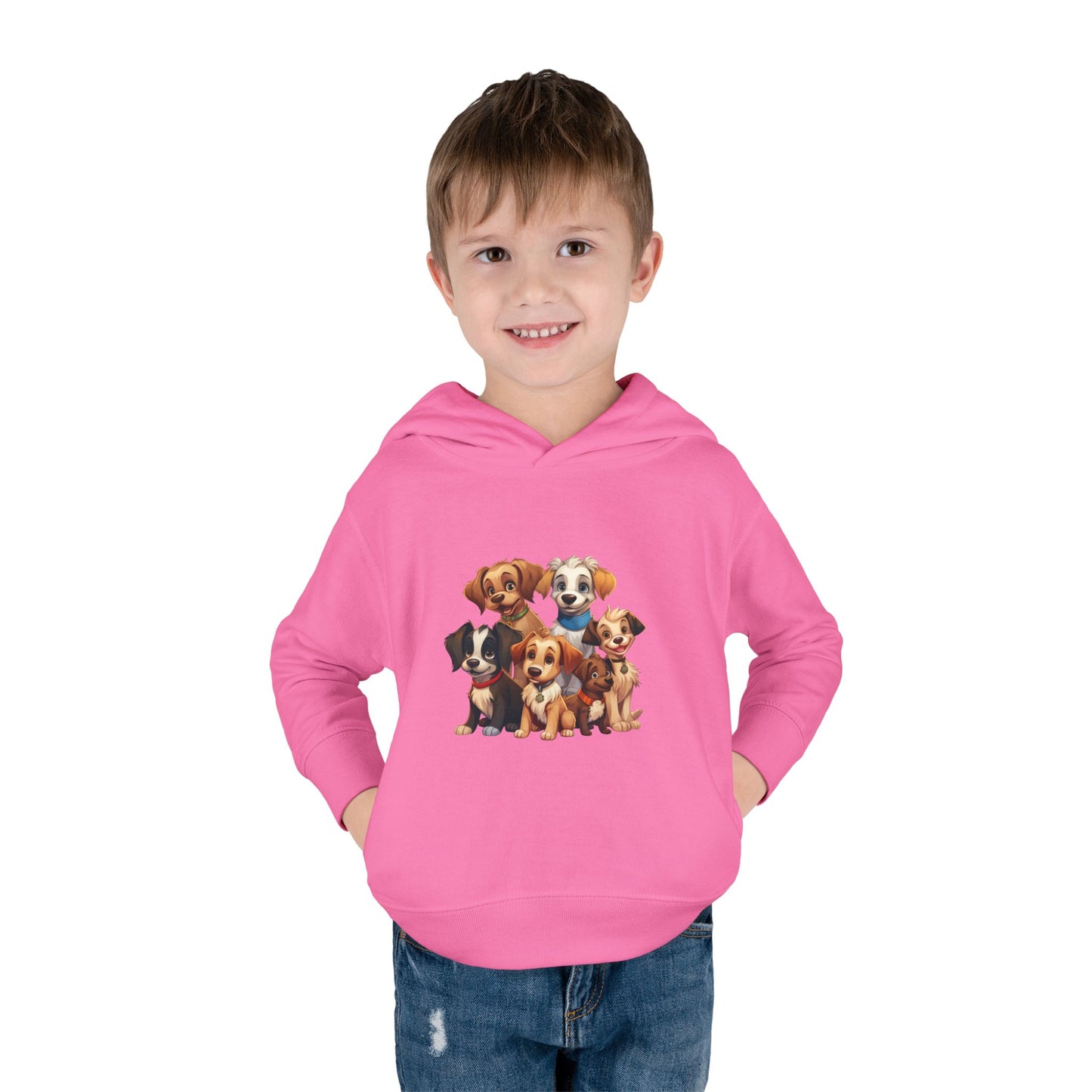 Adorable Puppy Print Toddler Hoodie, Cute Kids Fleece Pullover, Dog Lover Gift, Warm Hoodie for Boys & Girls, Pet Themed Clothes