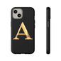 Custom Phone Case with Gold Letter A, Monogrammed Gift, Tough Protective Case, Personalized Phone Accessory, Unique Phone Cover