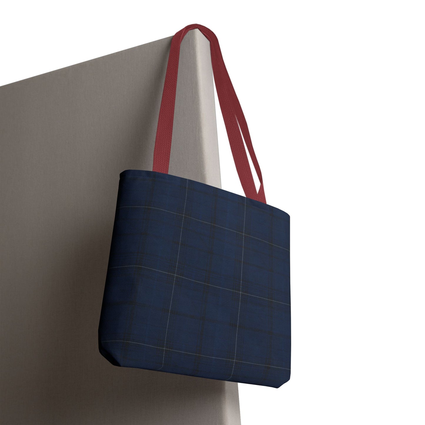 Navy Tartan Tote Bag – Classic Plaid All-Over Print Tote