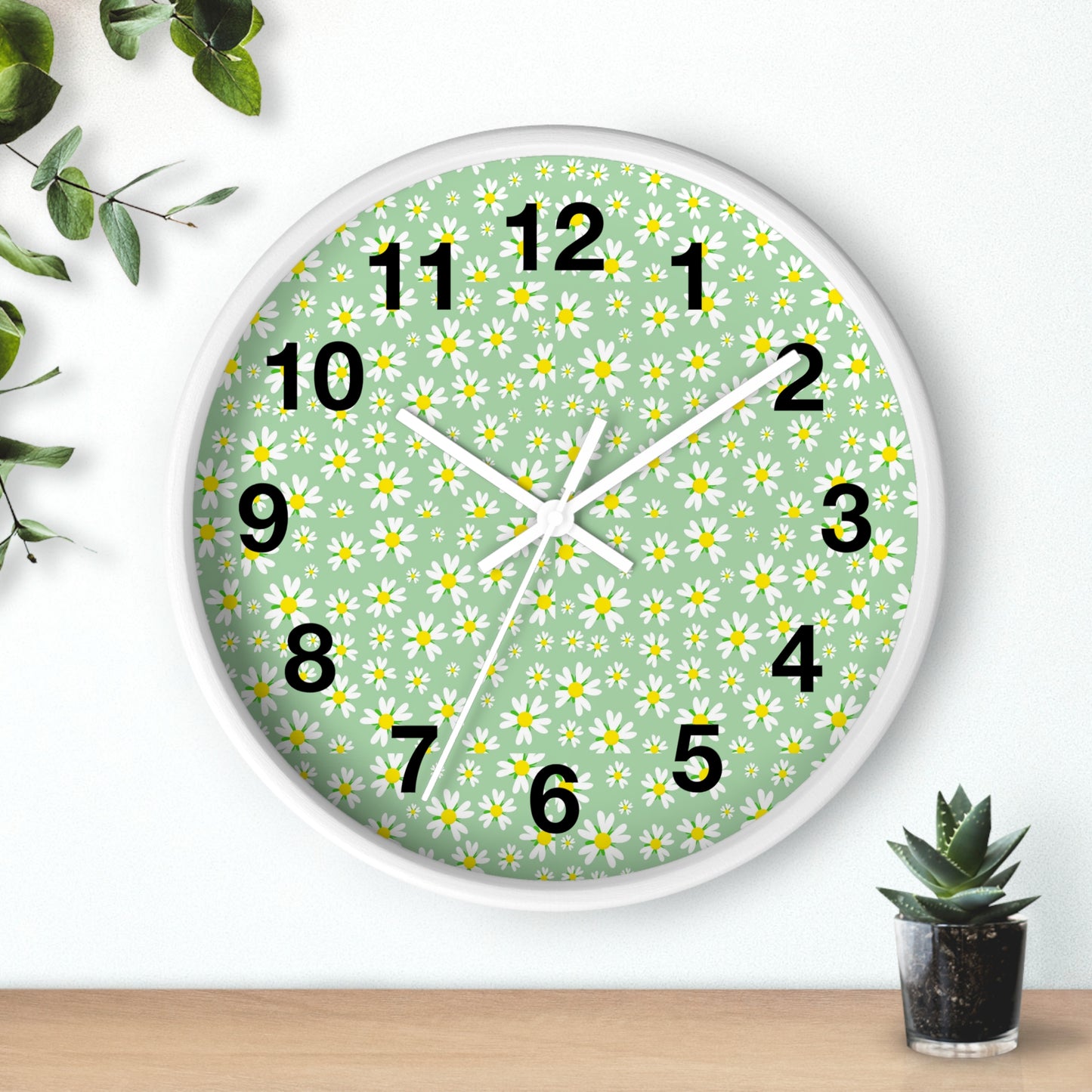 Floral Wall Clock, Rustic Home Decor, Spring Wall Art, Flower Design Clock, Unique Timepiece for Living Room, Gift for Her