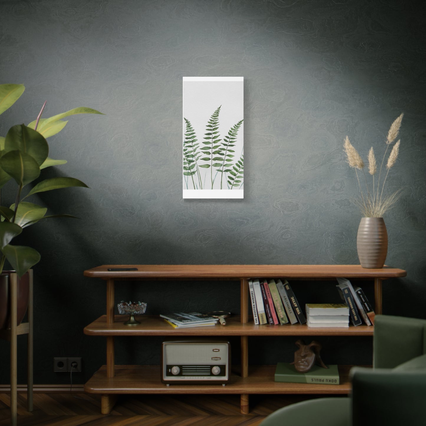 Fern Watercolor Canvas Art – Botanical Matte Stretched Wall Print