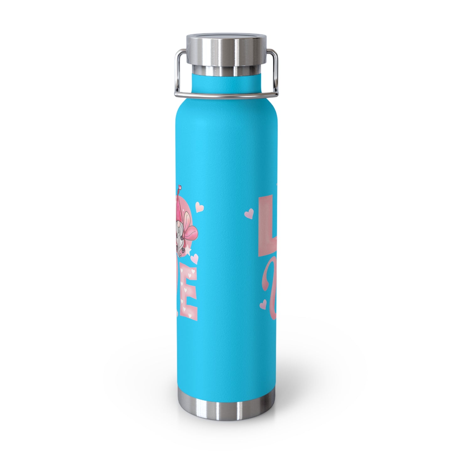 22oz Insulated Bottle — Red 'LOVE' Floral Valentine Water Bottle