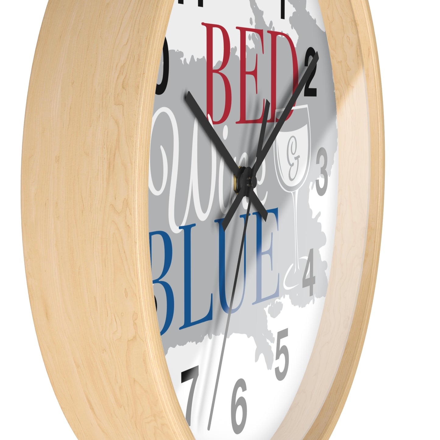 Patriotic Wall Clock - "Bed, White, and Blue" - Home Decor, Gift for Hosts, Independence Day, Americana Style, Wall Art, Kitchen Clock