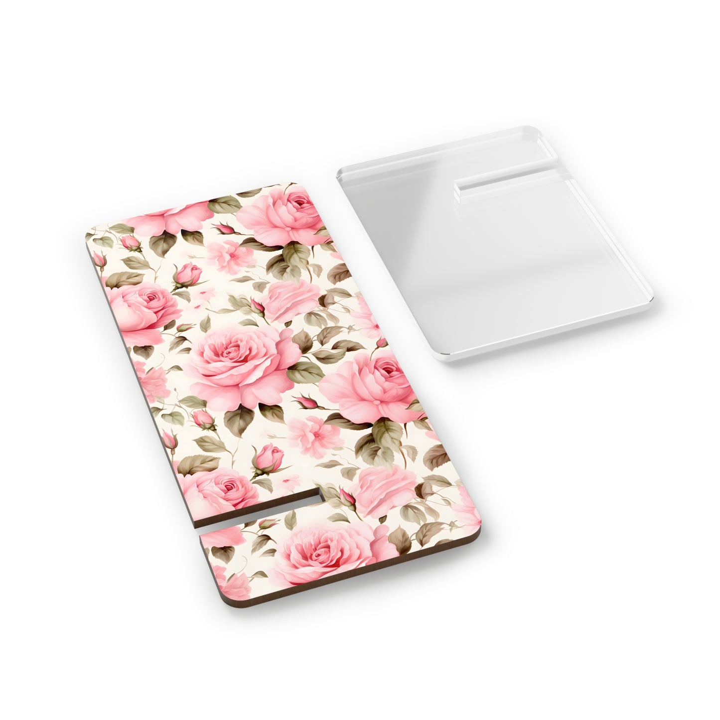 Floral Smartphone Stand, Elegant Pink Rose Display Holder for Desk, Phone Stand Gift, Home Office Decor, Mother's Day Present